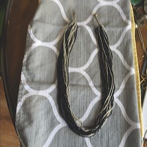 Silver and black necklace